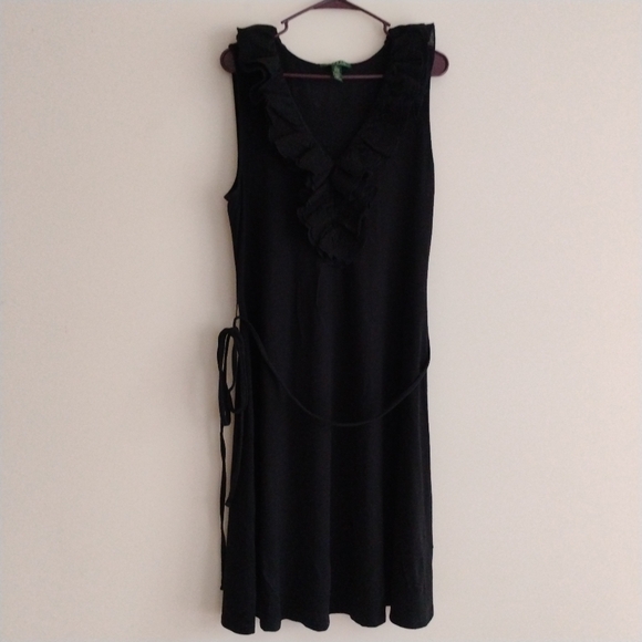 Lauren Ralph Lauren Dresses & Skirts - Lauren Ralph LRL Eyelet Lace Ruffle Black Midi Dress Preppy Coffee Brunch Date